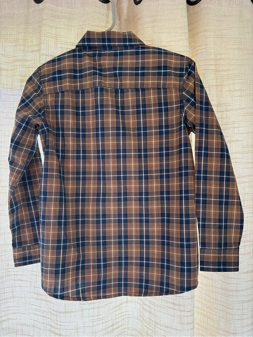 Carter's Navy and Brown Plaid Long-Sleeve Button-Down Shirt